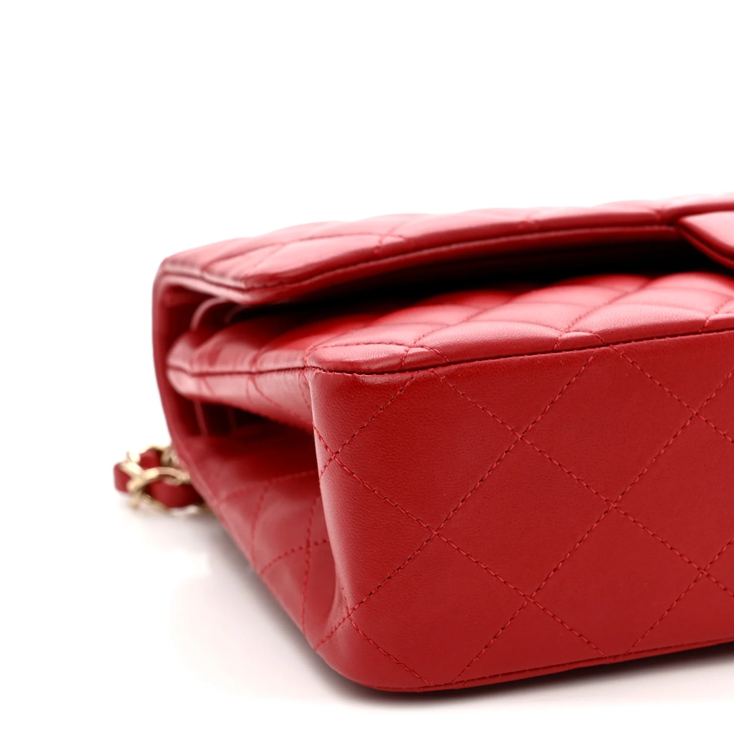 Lambskin Quilted Medium Double Flap Red - Image 9