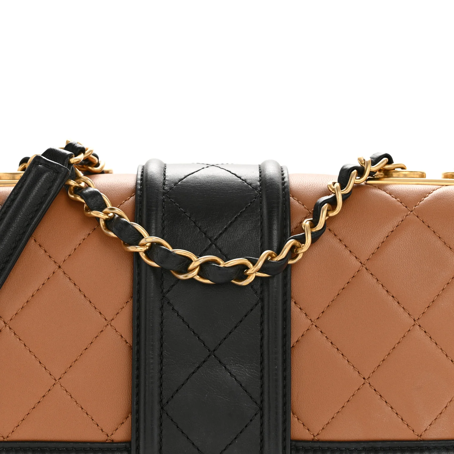 Lambskin Quilted Medium Elegant CC Flap Dark Beige Black - Image 8
