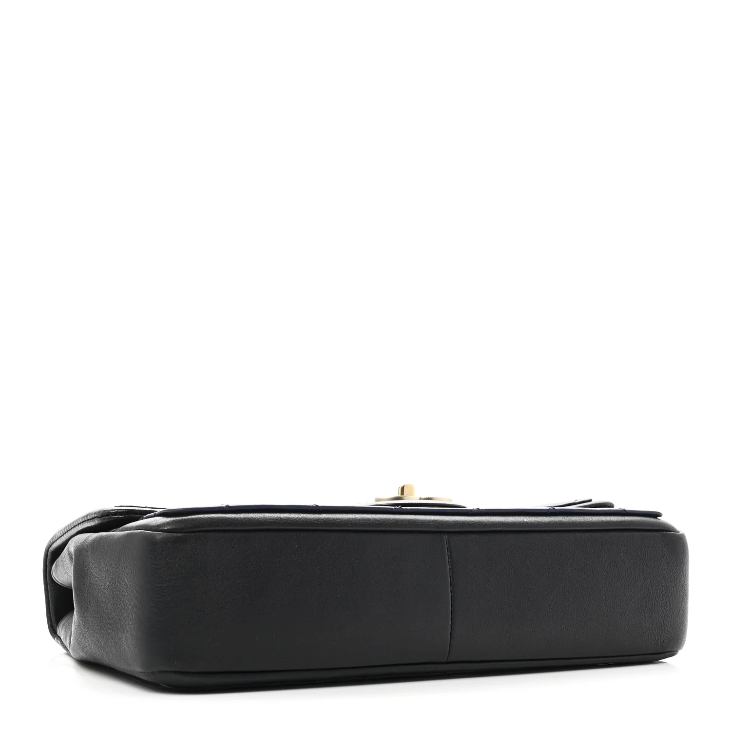 Lambskin Quilted Medium Graphic Flap Navy Black - Image 4