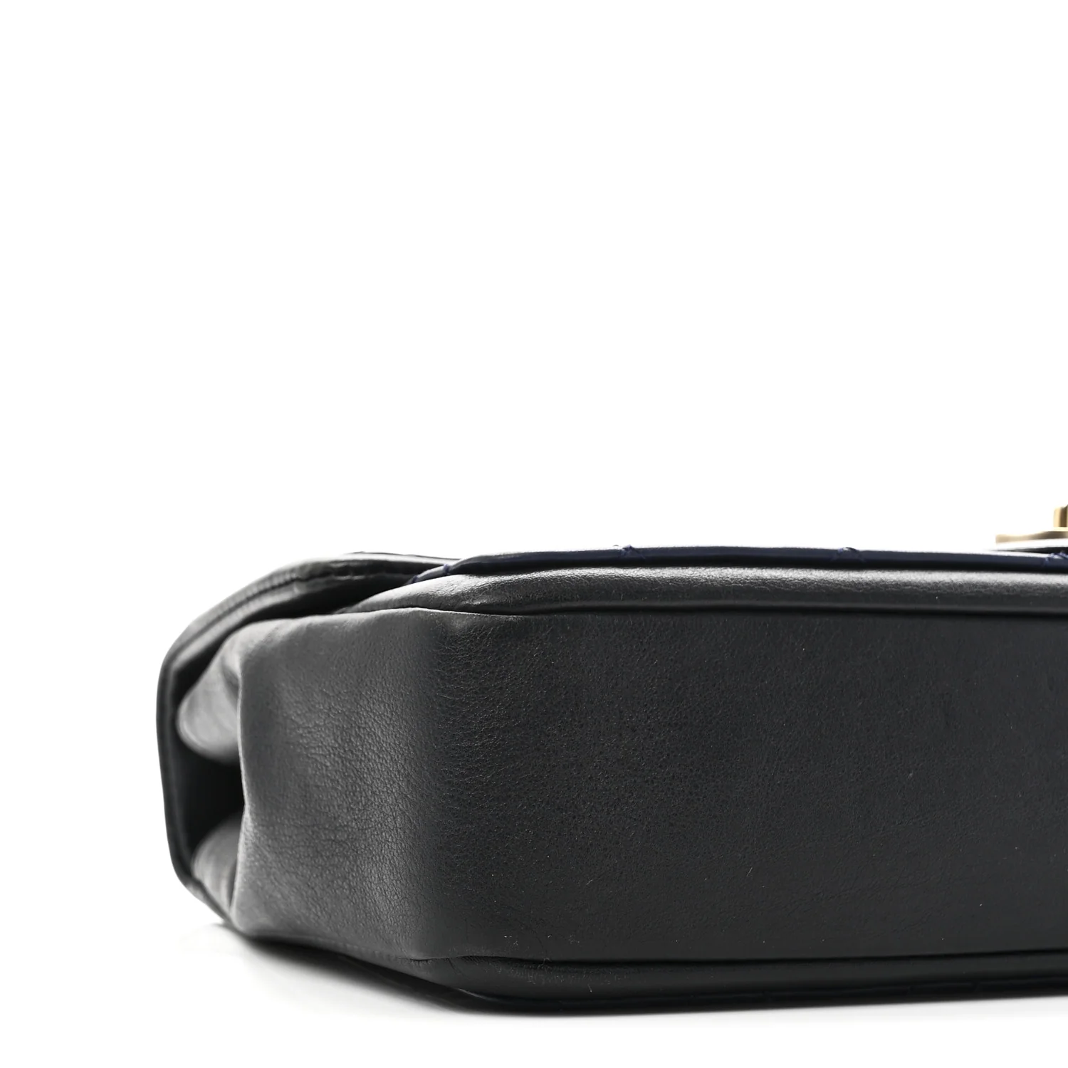 Lambskin Quilted Medium Graphic Flap Navy Black - Image 9