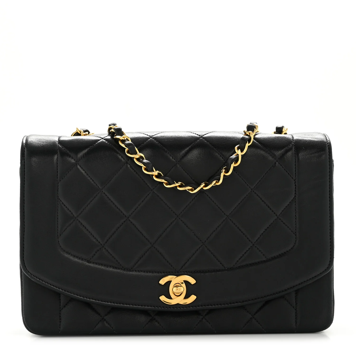 Lambskin Quilted Medium Single Flap Black
