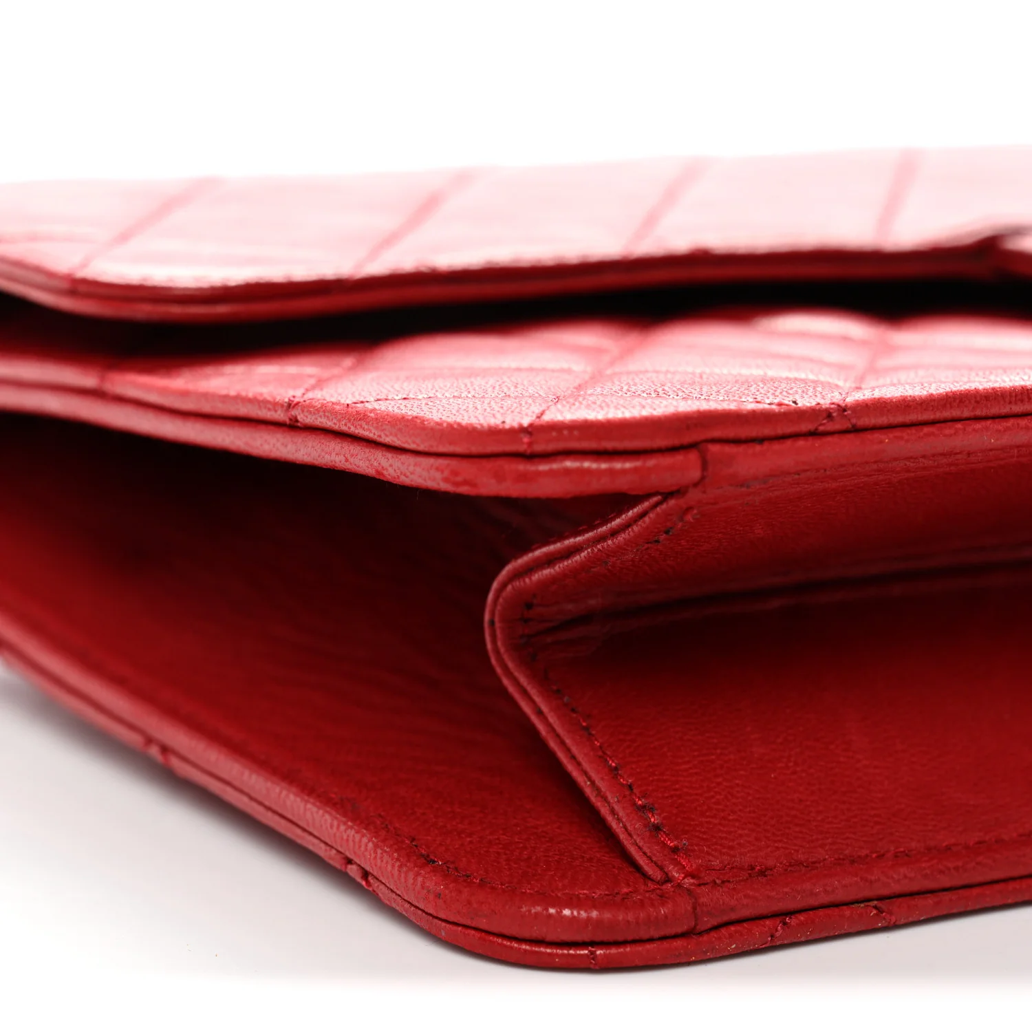 Lambskin Quilted Medium Single Flap Red - Image 8