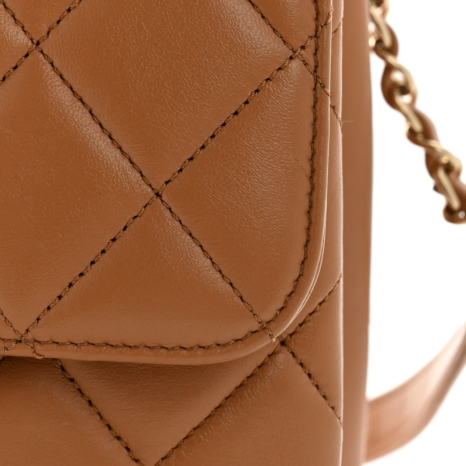 Lambskin Quilted Medium Trendy CC Flap Dual Handle Bag Camel - Image 14