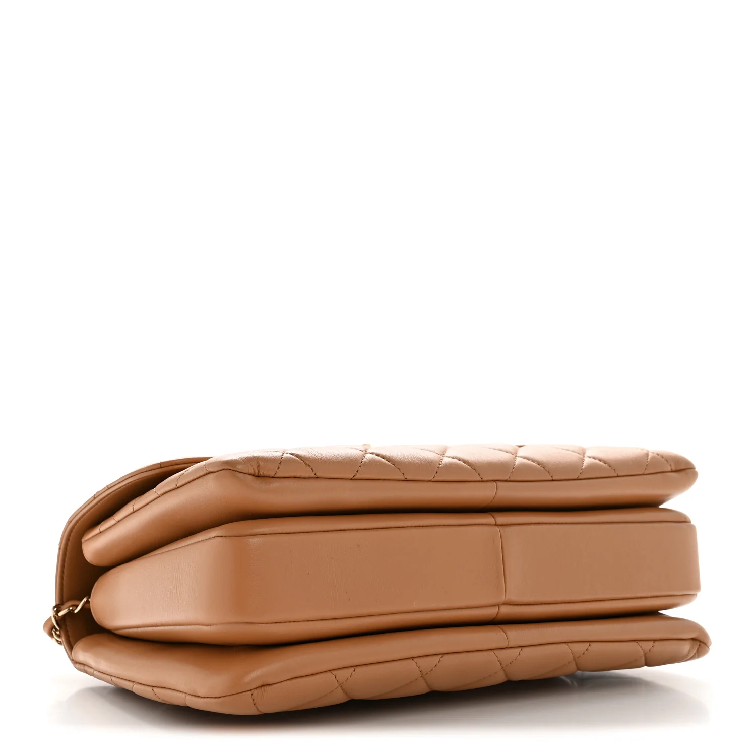 Lambskin Quilted Medium Trendy CC Flap Dual Handle Bag Camel - Image 4