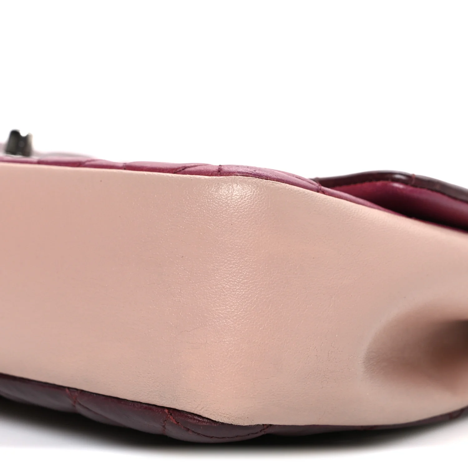 Lambskin Quilted Medium Tri-Color Flap Burgundy Dark Pink - Image 10