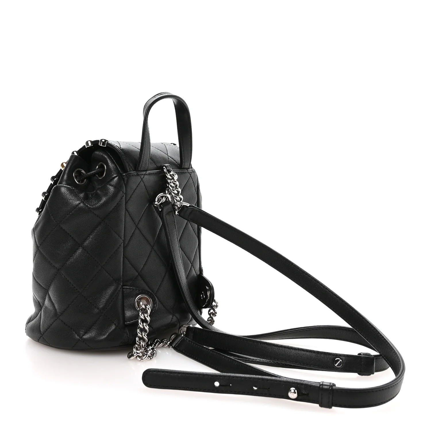 Lambskin Quilted Metallic Bubble Backpack Black - Image 2