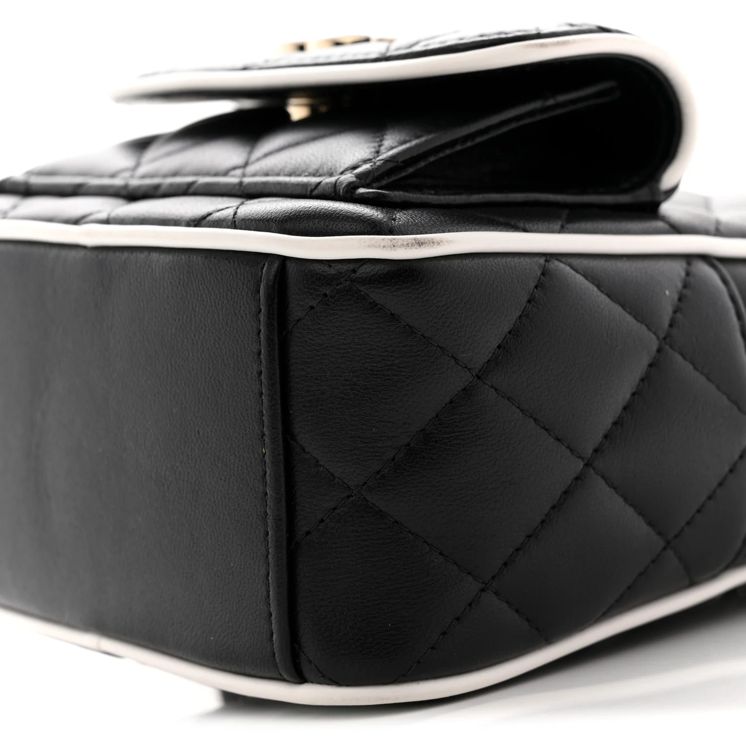Lambskin Quilted Mini Backpack Black White - Image 10