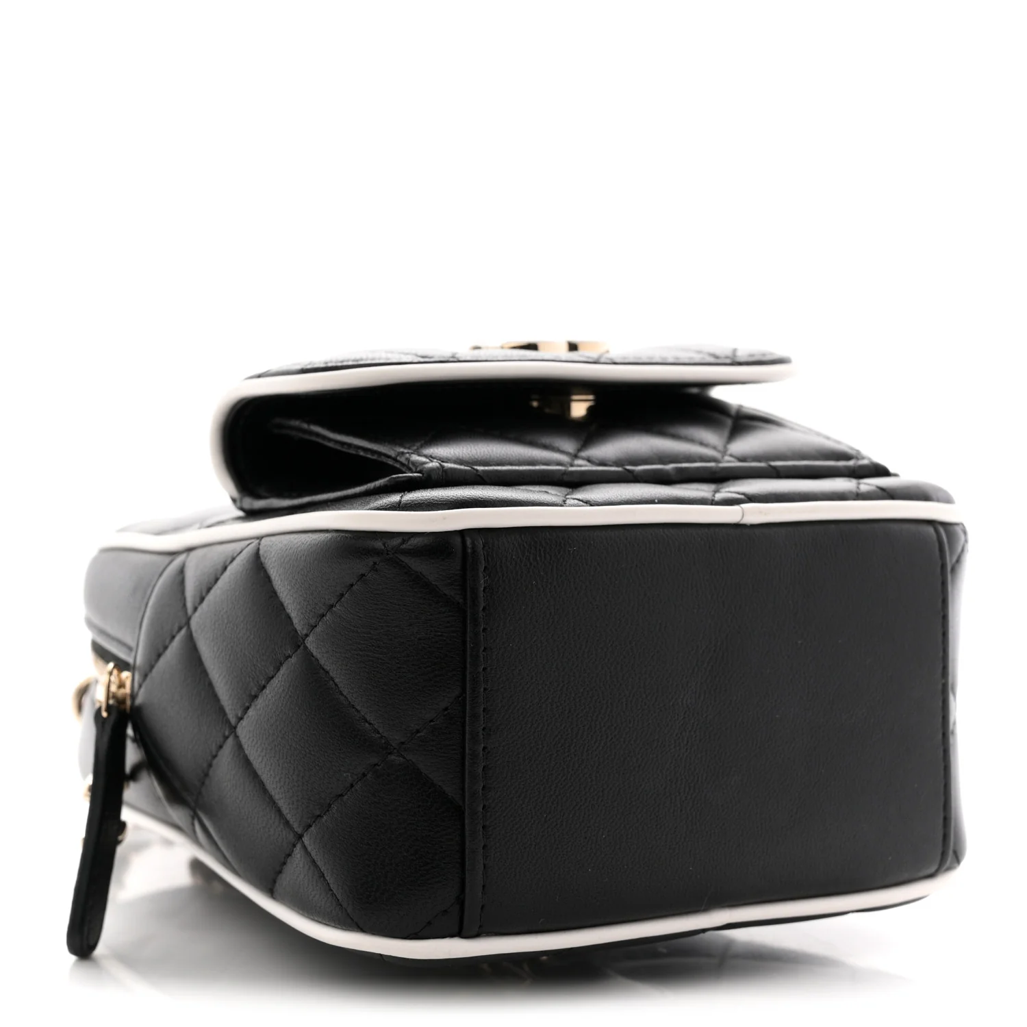 Lambskin Quilted Mini Backpack Black White - Image 4