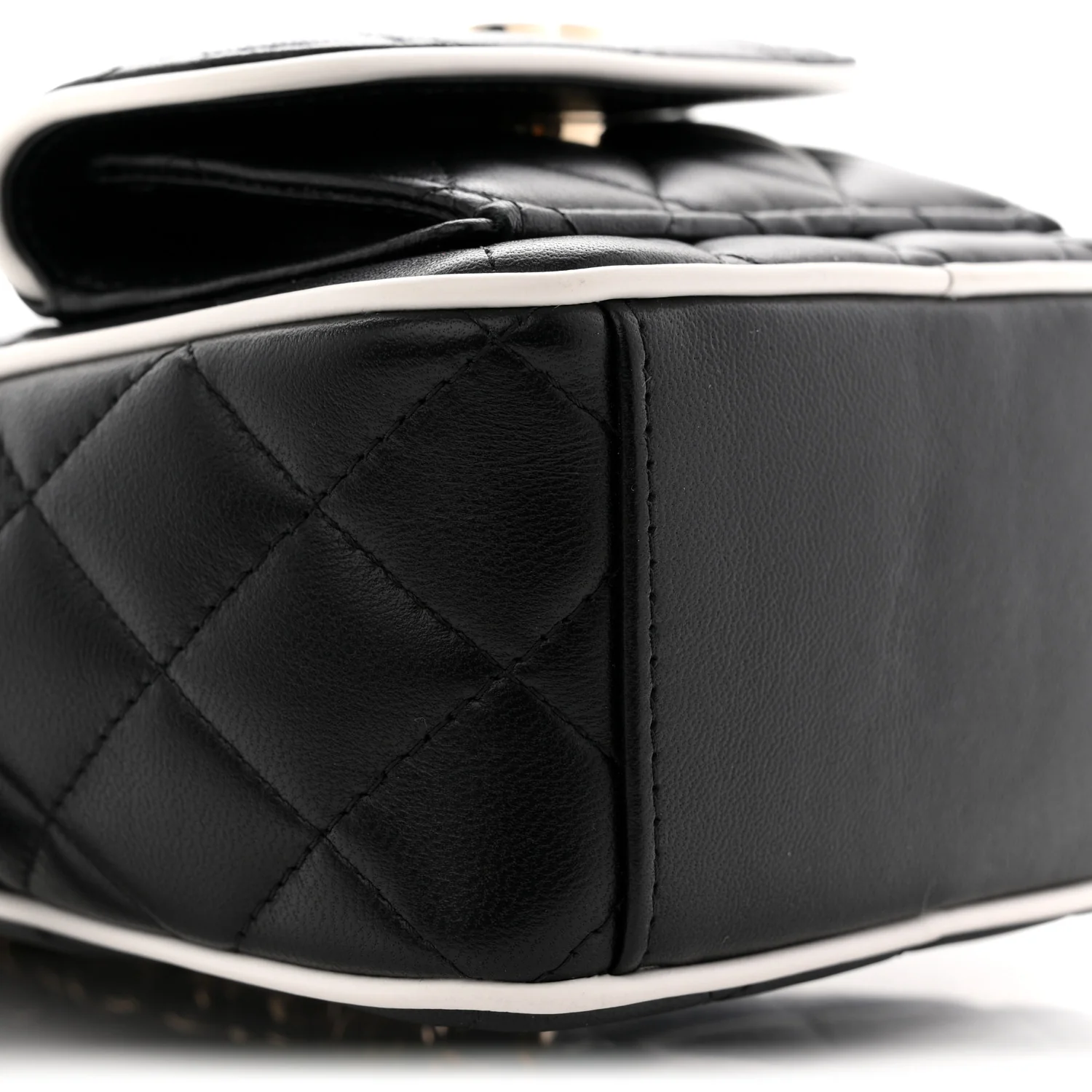 Lambskin Quilted Mini Backpack Black White - Image 9