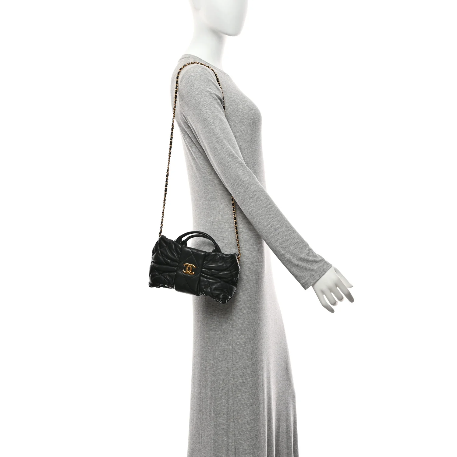 Lambskin Quilted Mini Bow Bag Black - Image 2