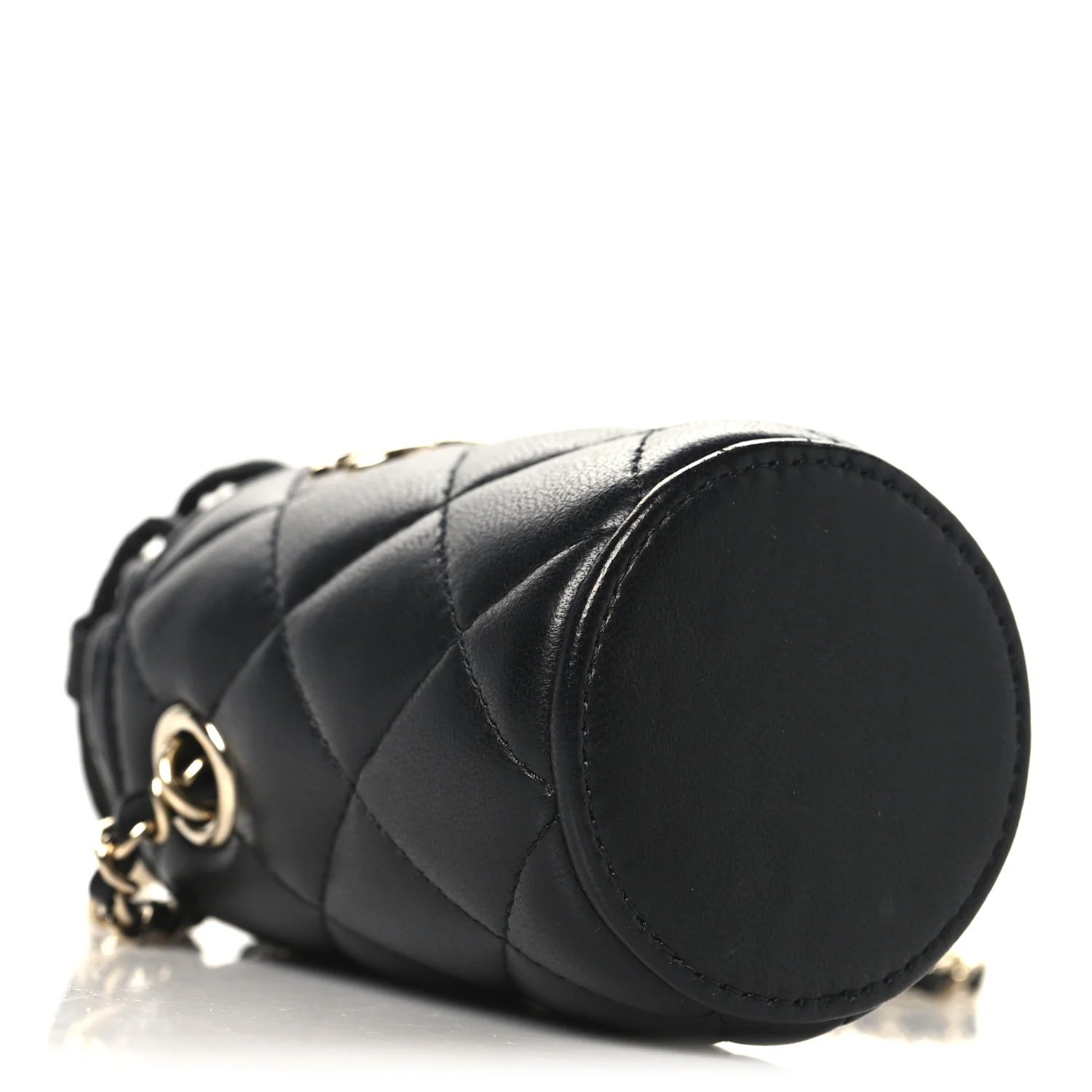 Lambskin Quilted Mini Bucket Bag With Chain Black - Image 4
