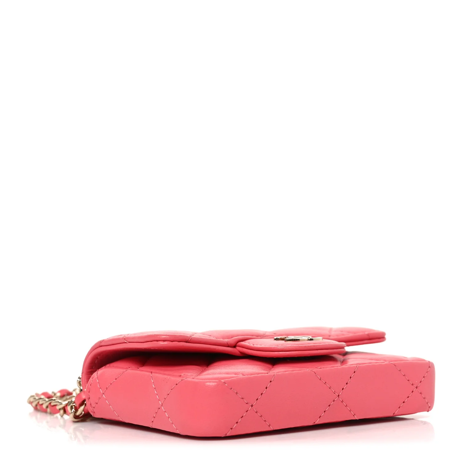 Lambskin Quilted Mini Chain Belt Bag Pink - Image 4