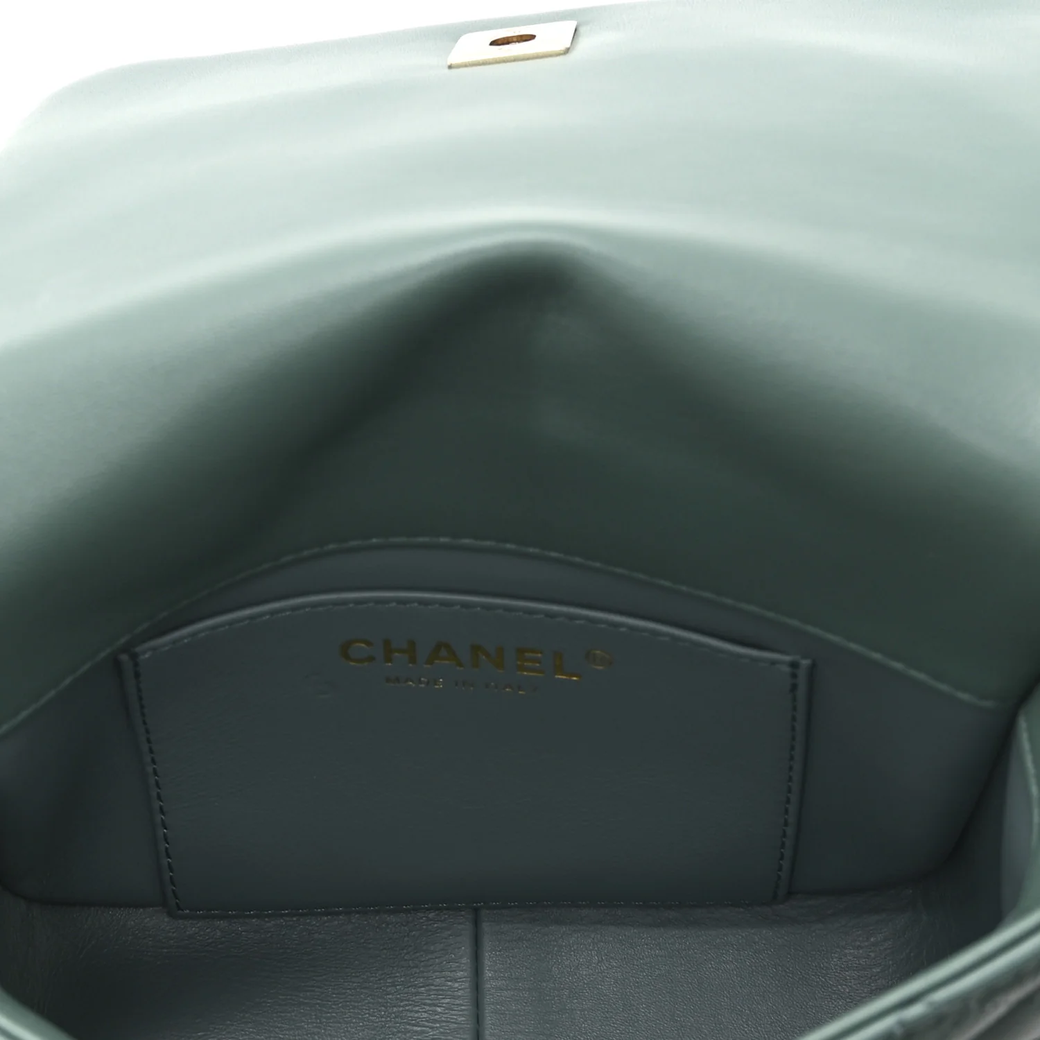 Lambskin Quilted Mini Chain Rows Flap Green - Image 5