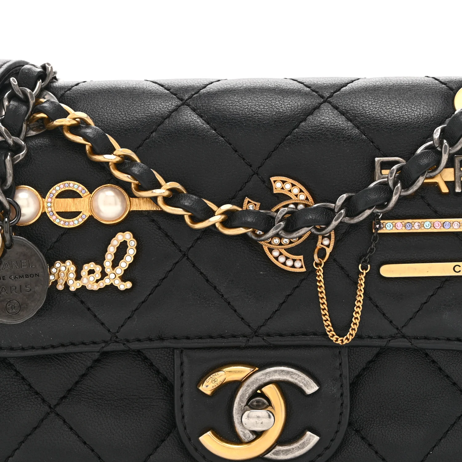 Lambskin Quilted Mini Coco Clips Single Flap Black - Image 8