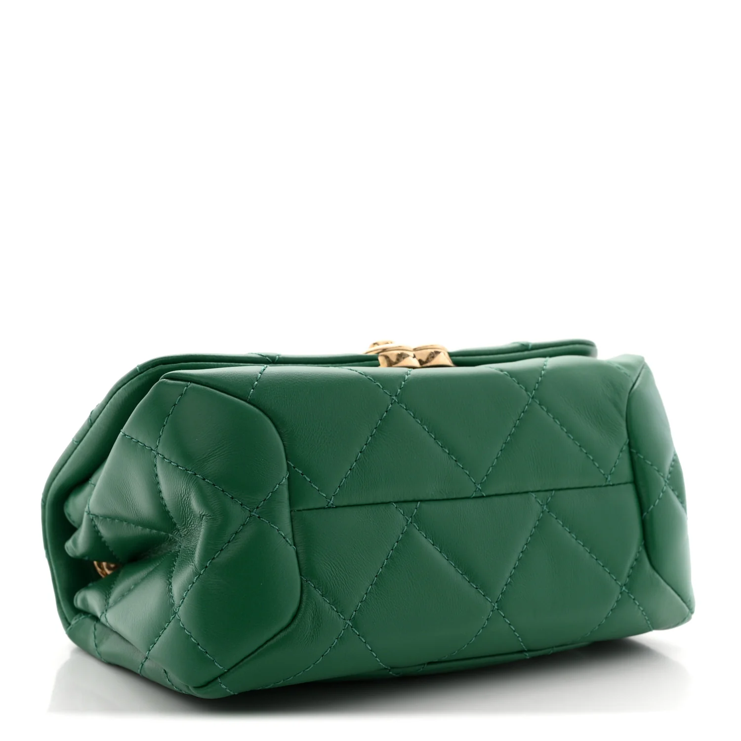 Lambskin Quilted Mini Color Match Flap Green - Image 4