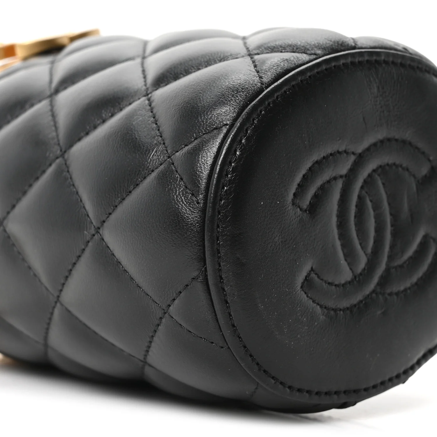 Lambskin Quilted Mini Crown Box Bag Black - Image 9
