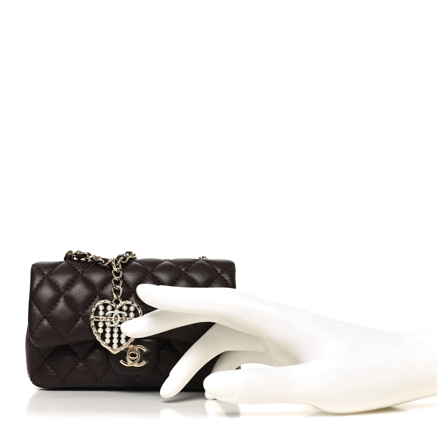 Lambskin Quilted Mini Double Flap With Hook Dark Brown - Image 2
