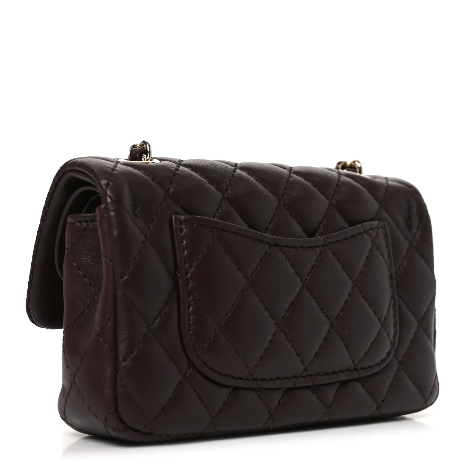 Lambskin Quilted Mini Double Flap With Hook Dark Brown - Image 3