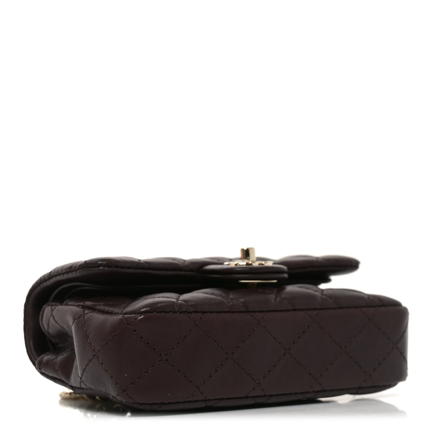 Lambskin Quilted Mini Double Flap With Hook Dark Brown - Image 4