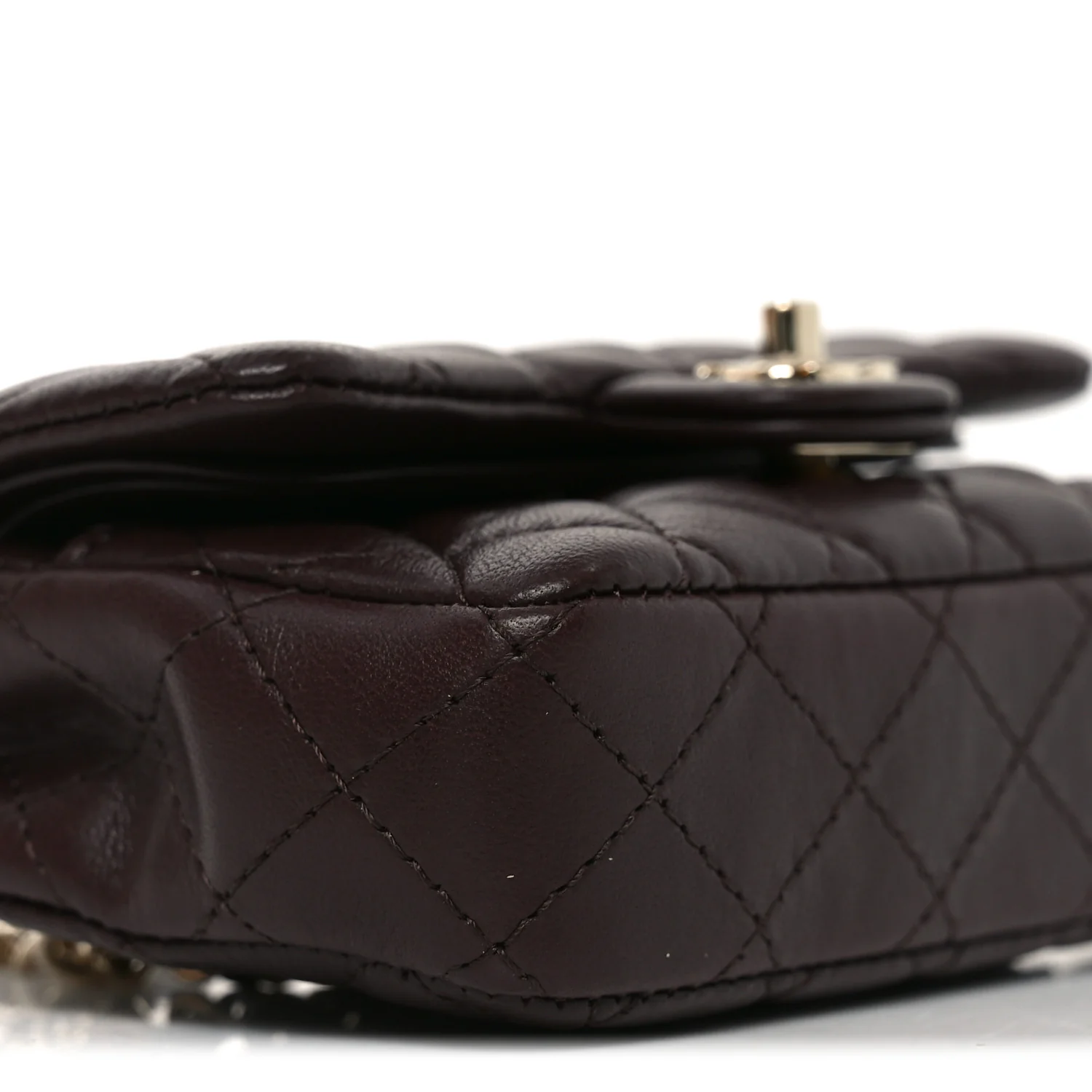 Lambskin Quilted Mini Double Flap With Hook Dark Brown - Image 9