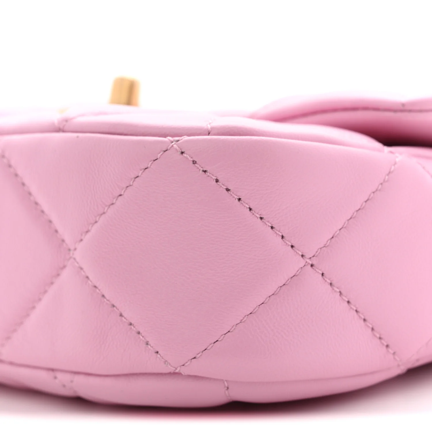 Lambskin Quilted Mini Lacquered Chain Flap Pink - Image 10