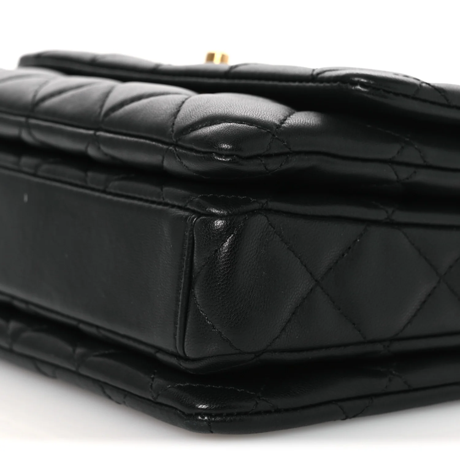 Lambskin Quilted Mini Medallion Multi Chain Flap Black - Image 9