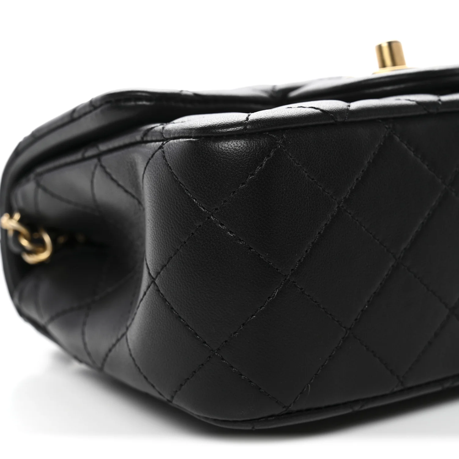 Lambskin Quilted Mini Pearl Crush Flap Black - Image 8