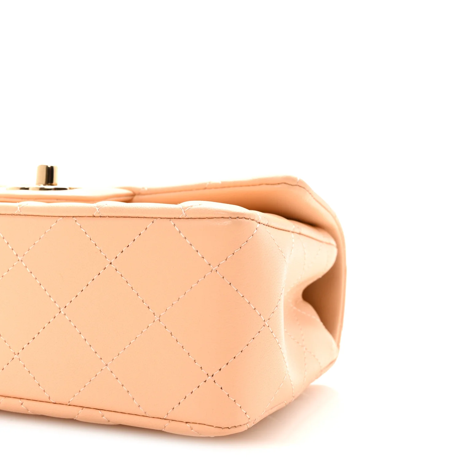 Lambskin Quilted Mini Rectangular Flap Beige - Image 10