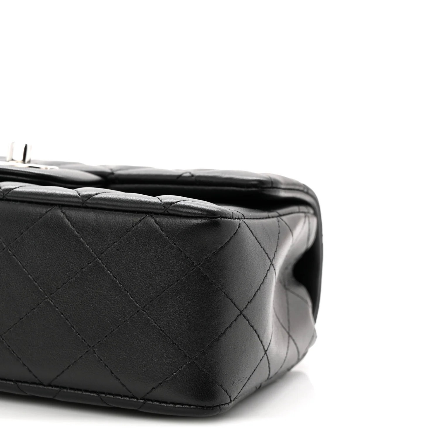 Lambskin Quilted Mini Rectangular Flap Black - Image 10