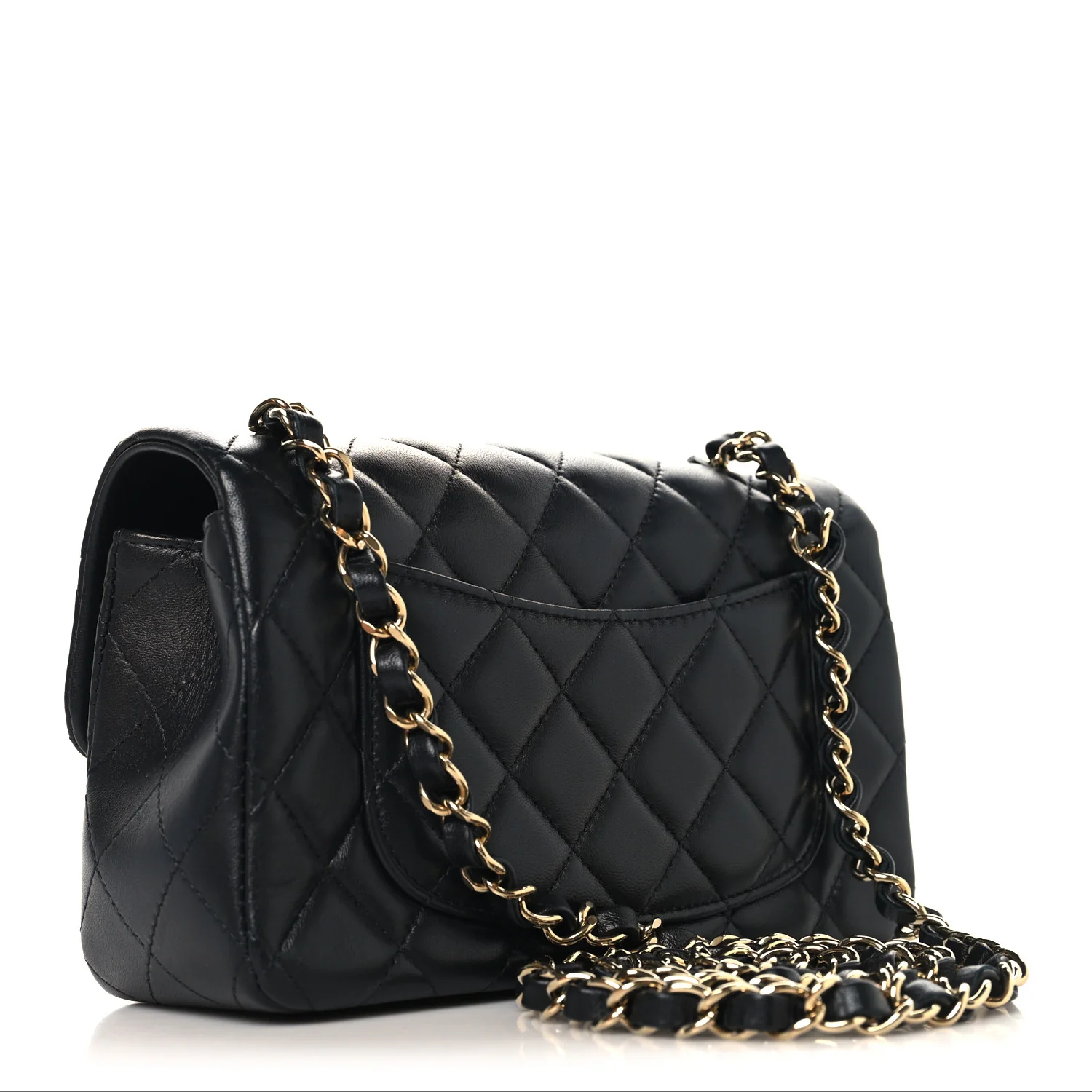 Lambskin Quilted Mini Rectangular Flap Black - Image 3