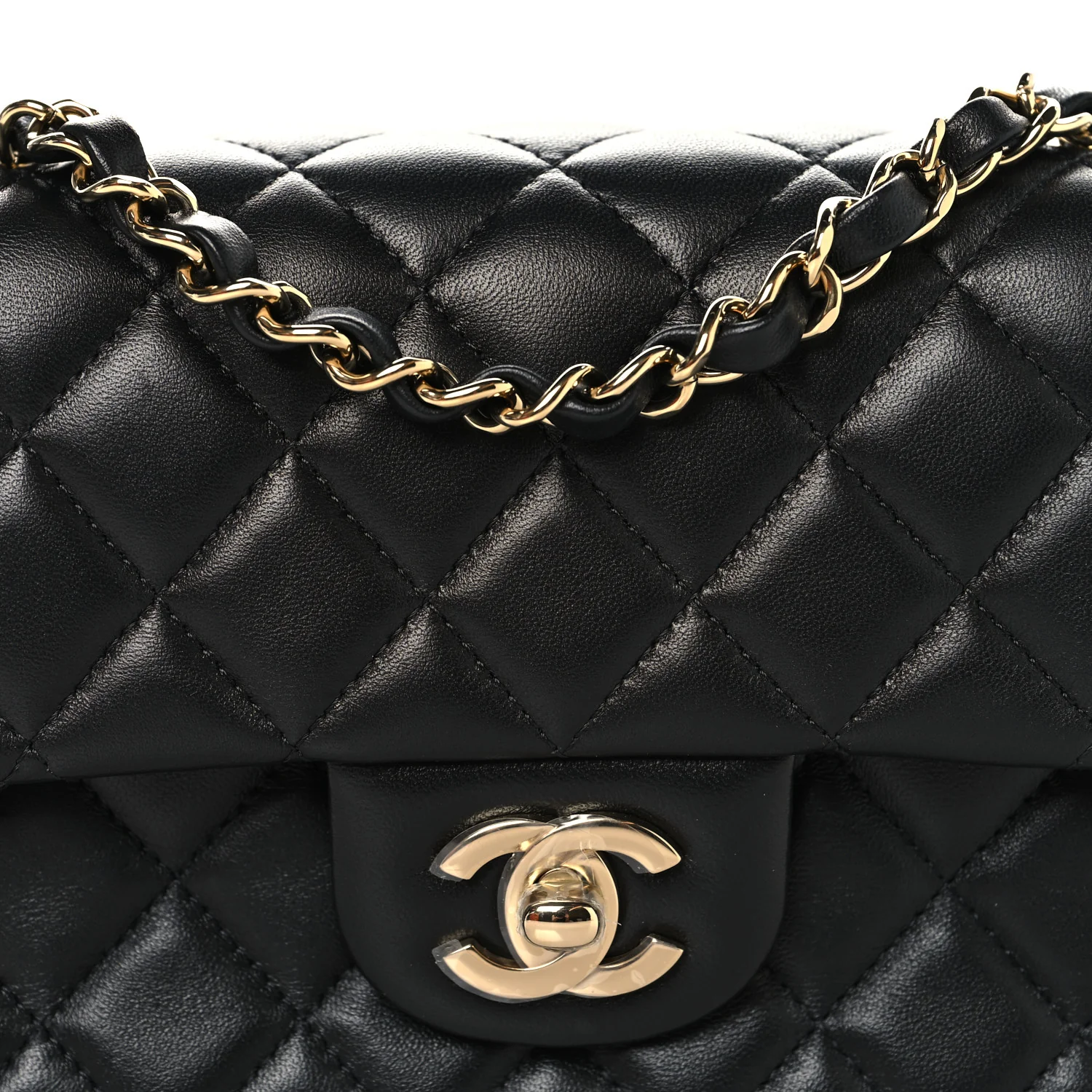 Lambskin Quilted Mini Rectangular Flap Black - Image 8