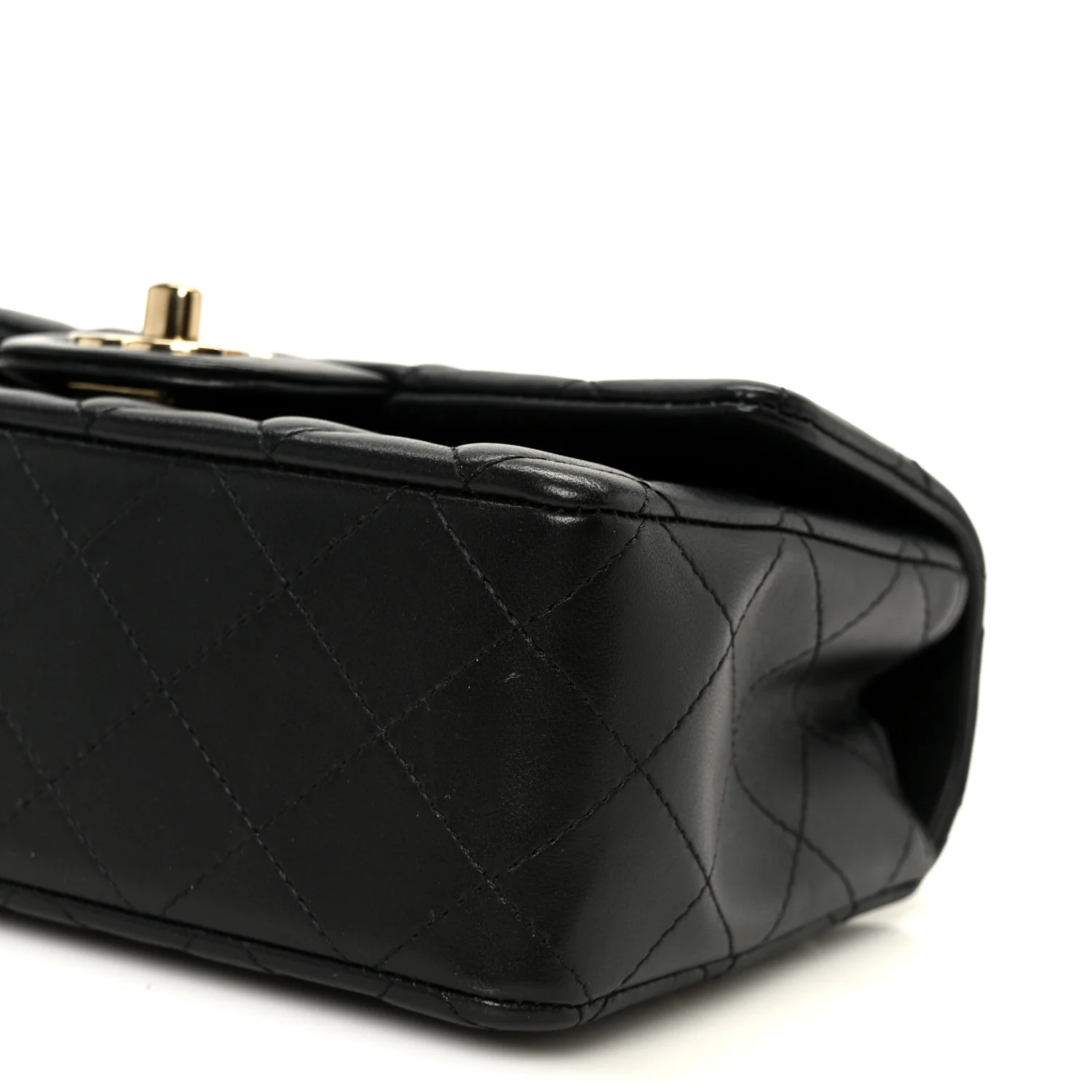Lambskin Quilted Mini Rectangular Flap Black - Image 11