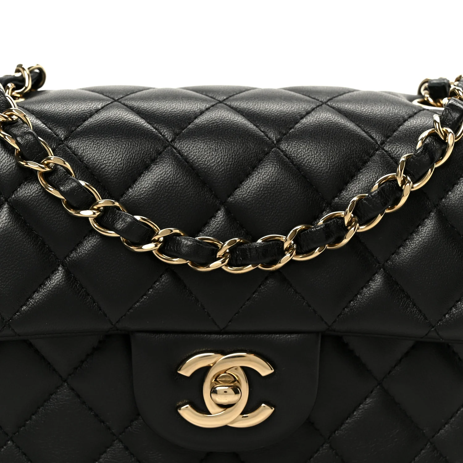 Lambskin Quilted Mini Rectangular Flap Black - Image 9
