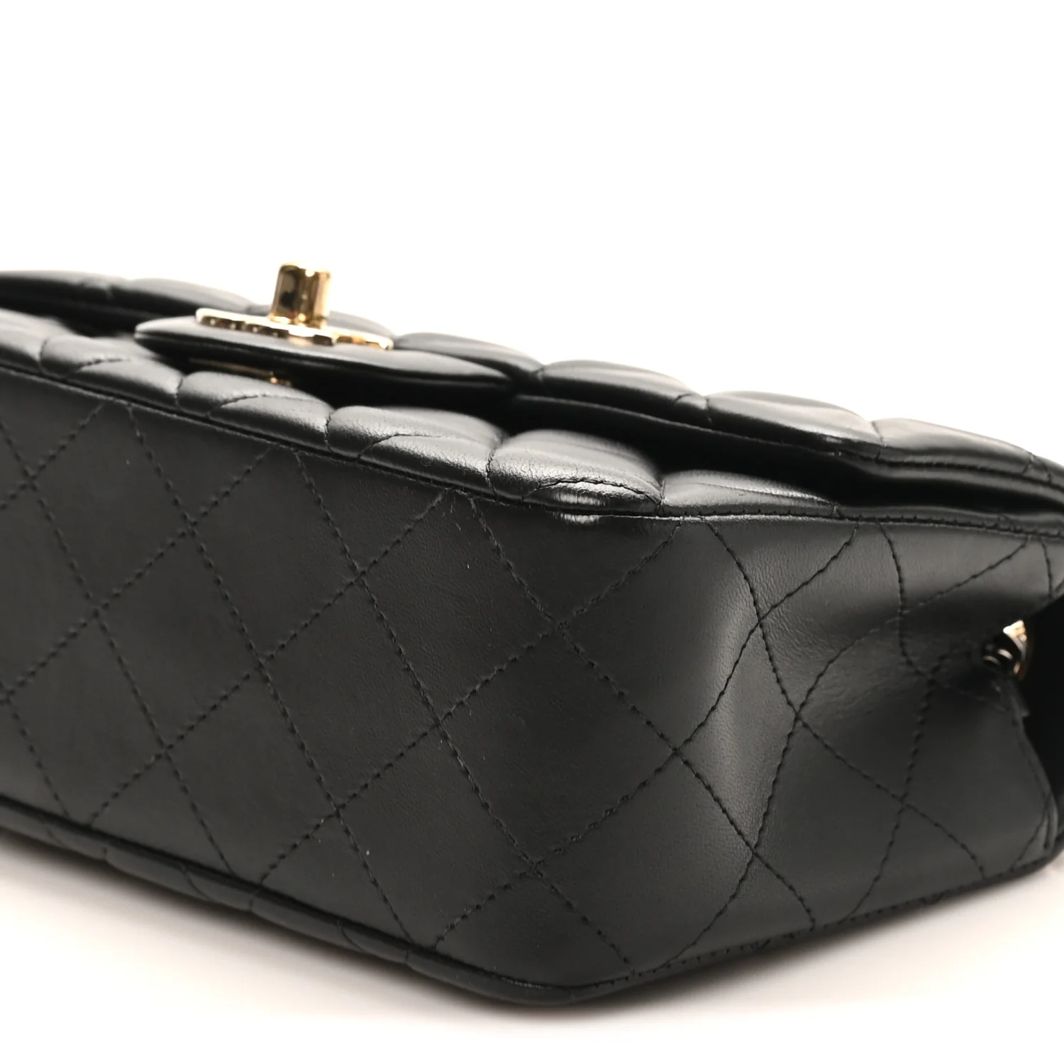 Lambskin Quilted Mini Rectangular Flap Black - Image 10