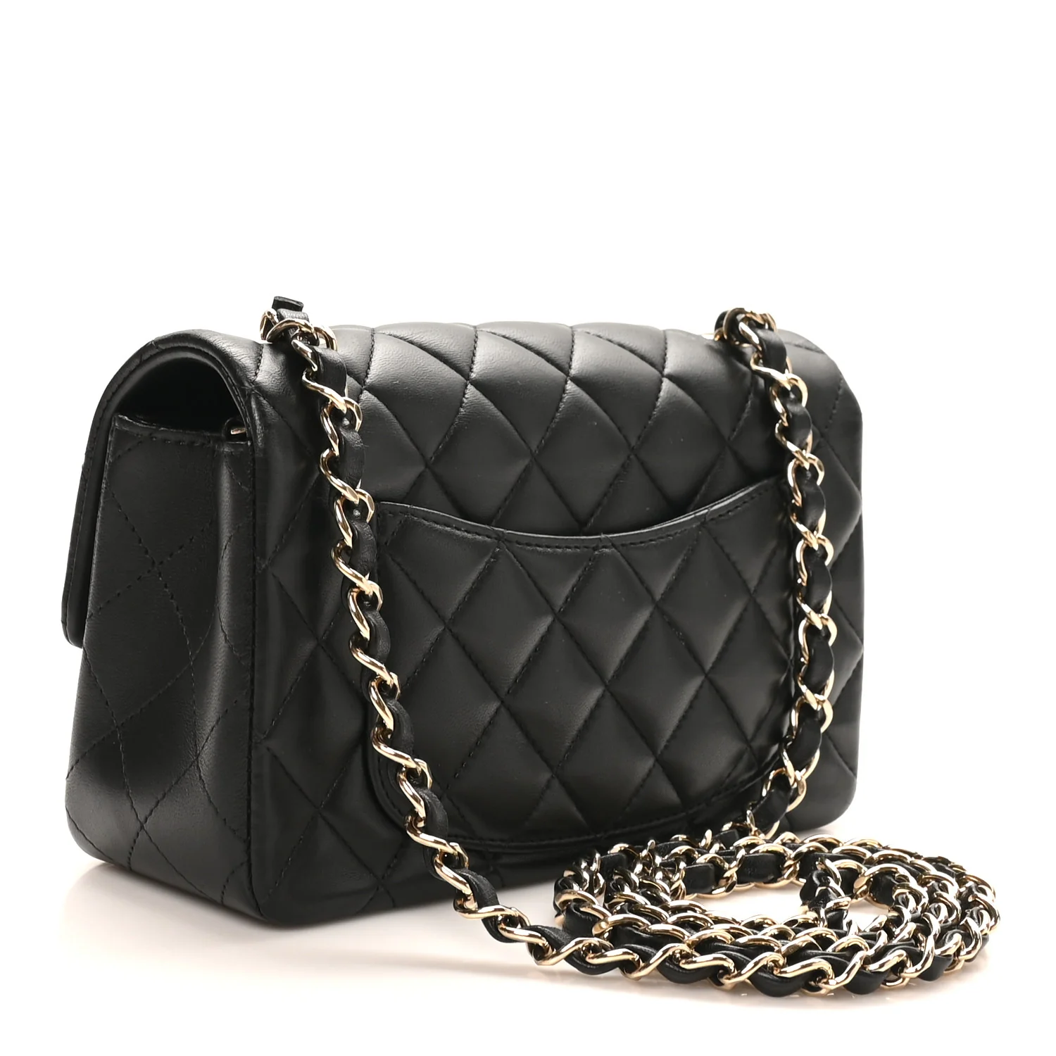 Lambskin Quilted Mini Rectangular Flap Black - Image 3