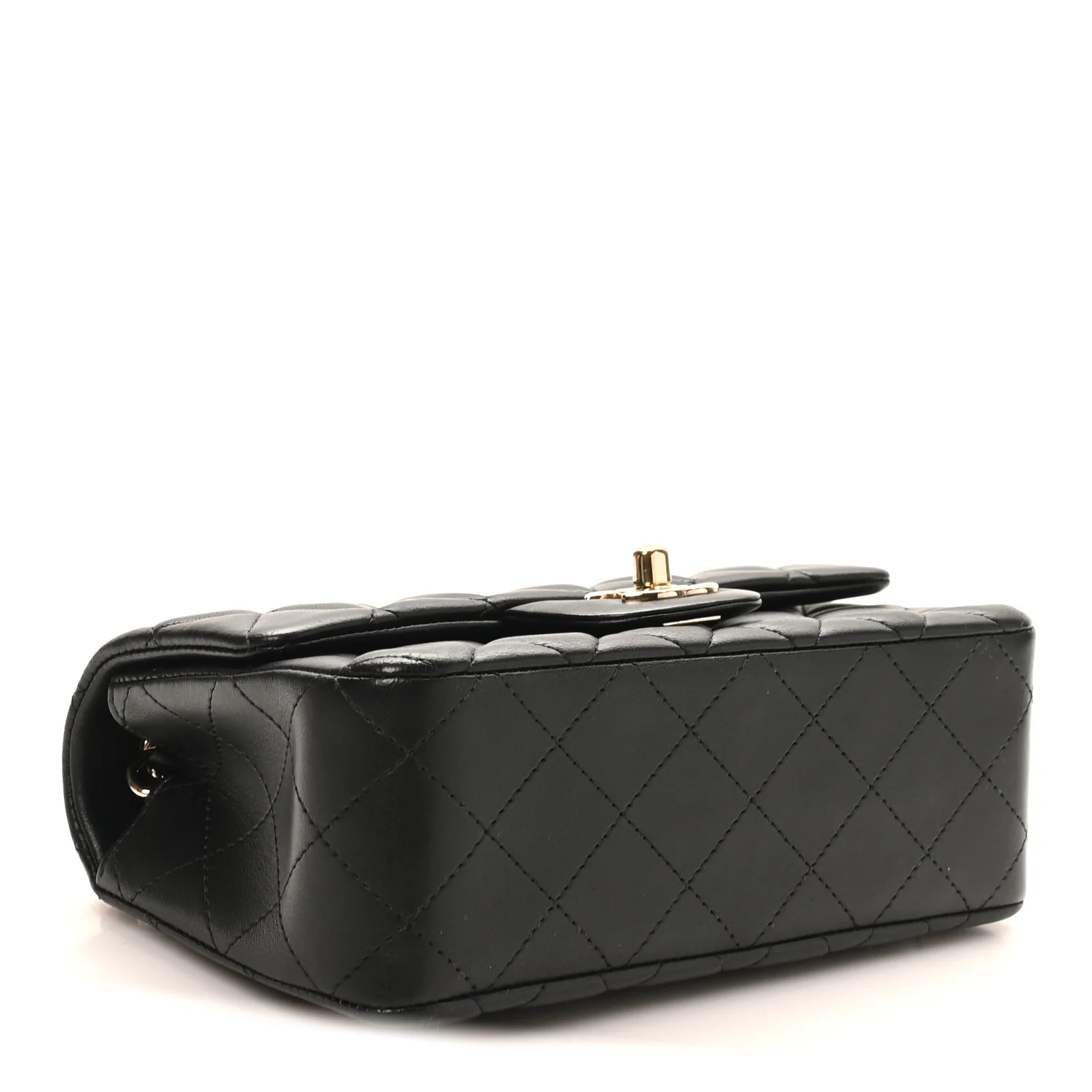 Lambskin Quilted Mini Rectangular Flap Black - Image 4