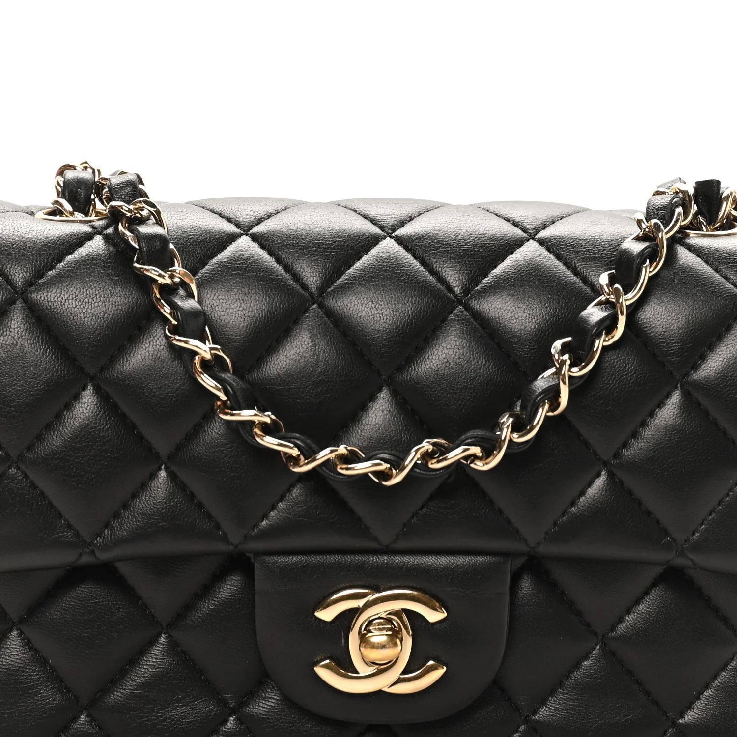 Lambskin Quilted Mini Rectangular Flap Black - Image 8