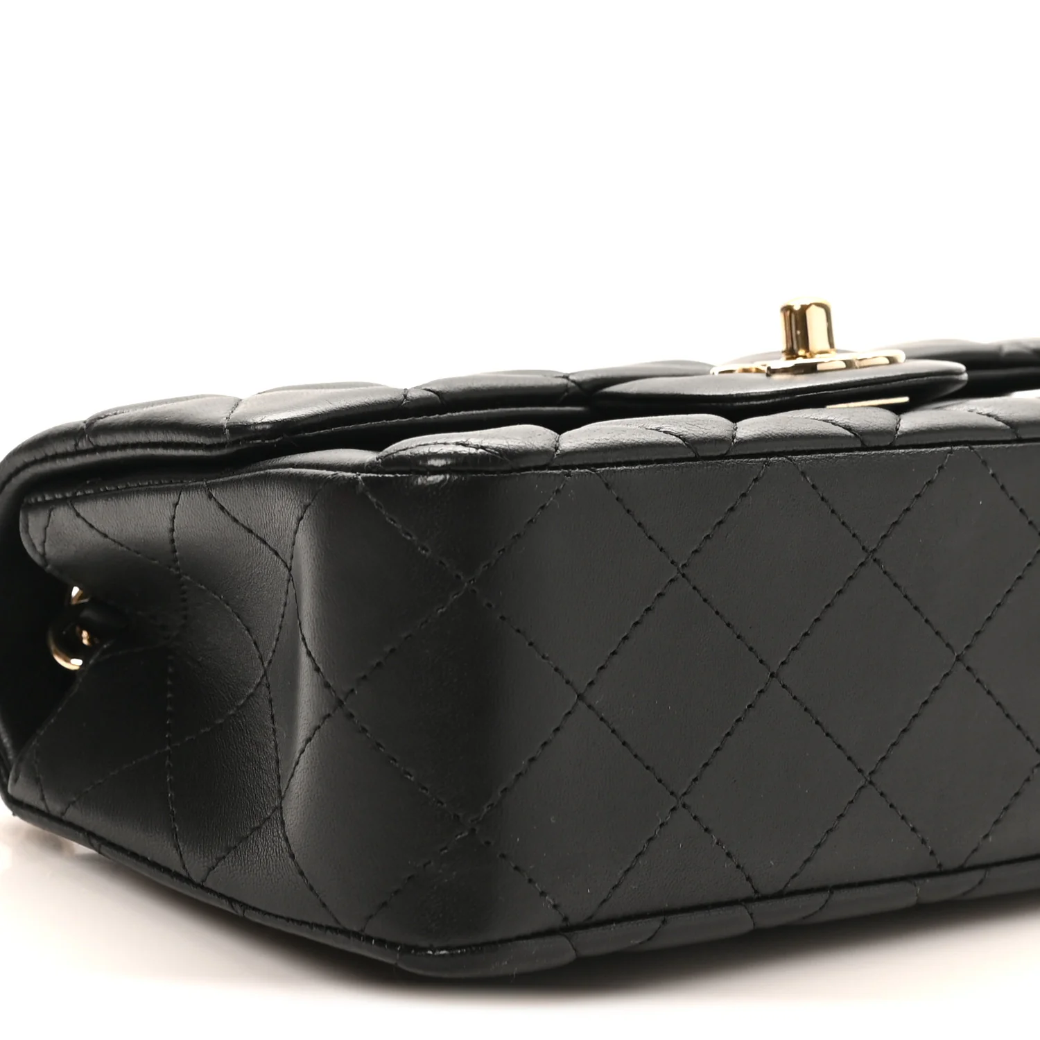 Lambskin Quilted Mini Rectangular Flap Black - Image 9