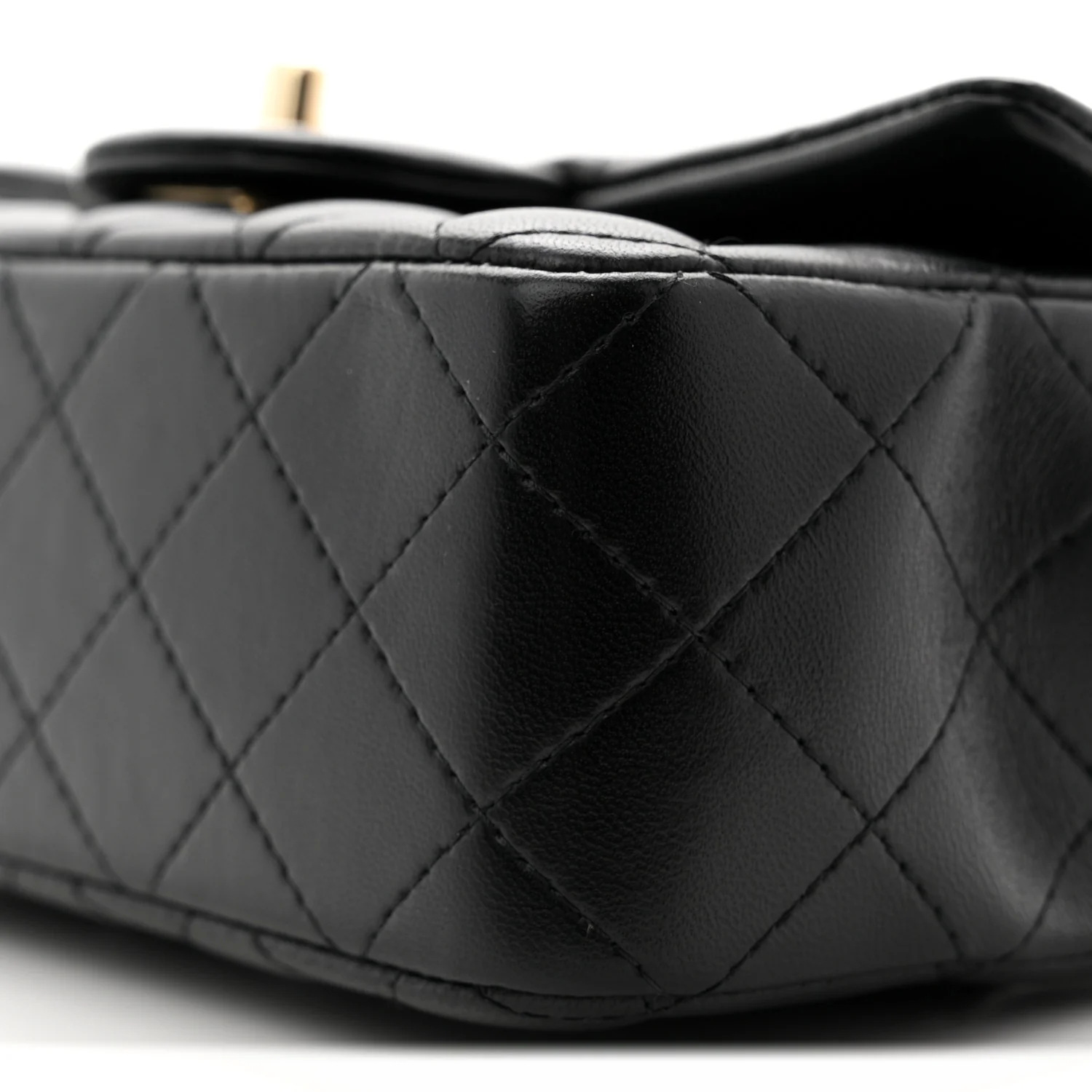 Lambskin Quilted Mini Rectangular Flap Black - Image 10
