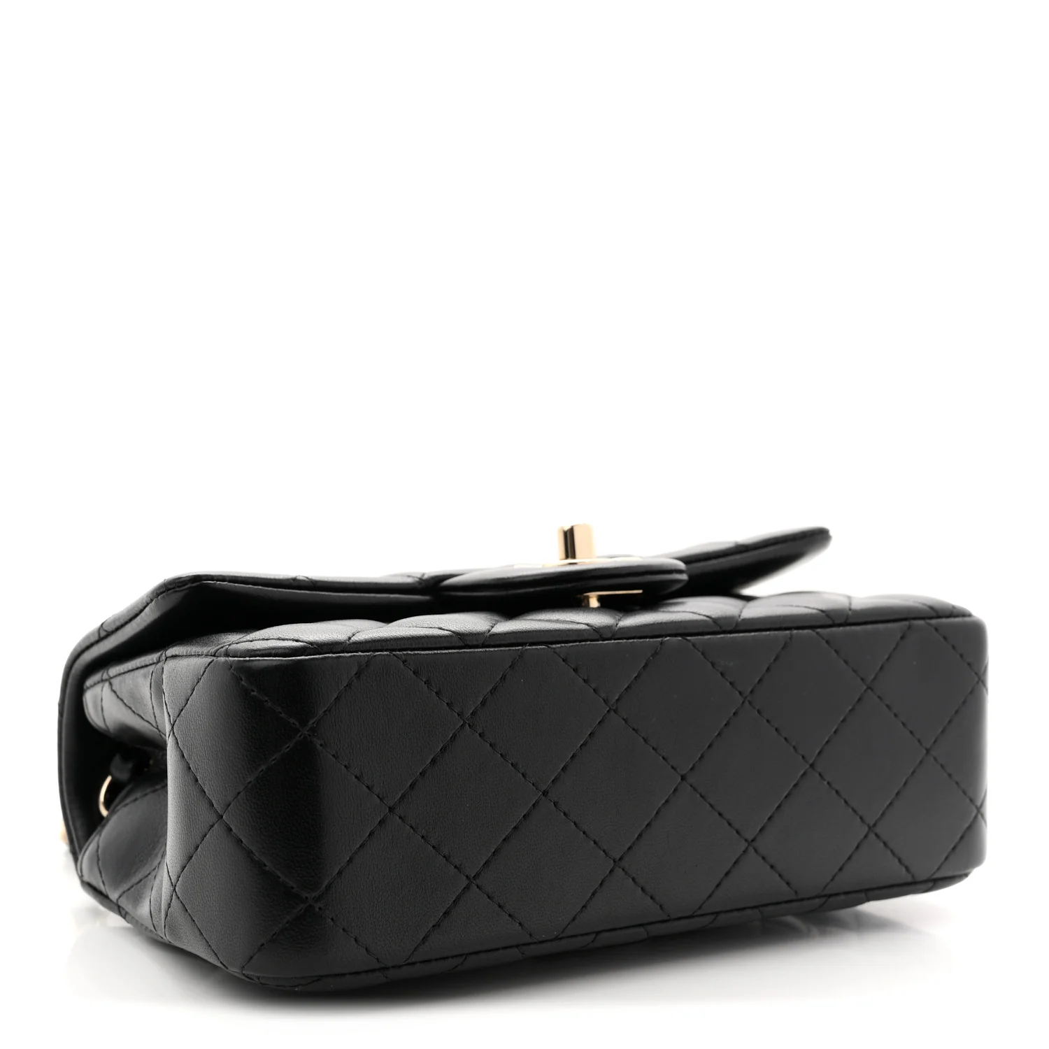 Lambskin Quilted Mini Rectangular Flap Black - Image 4
