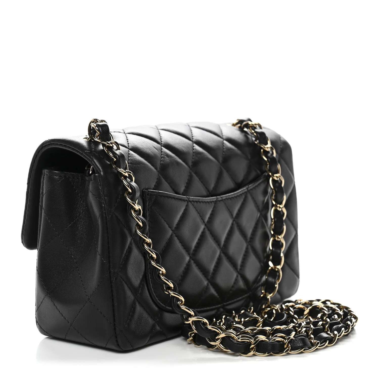 Lambskin Quilted Mini Rectangular Flap Black - Image 3