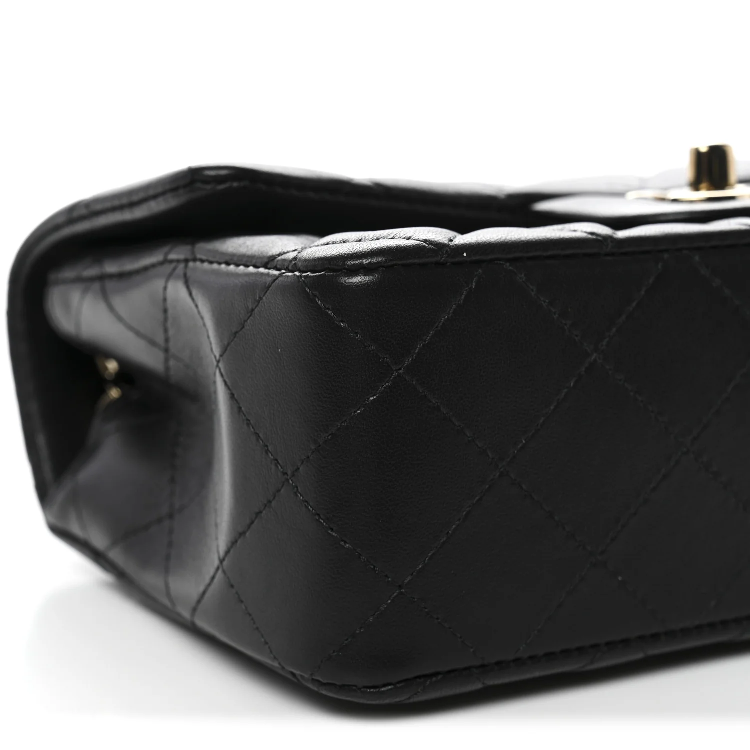 Lambskin Quilted Mini Rectangular Flap Black - Image 9