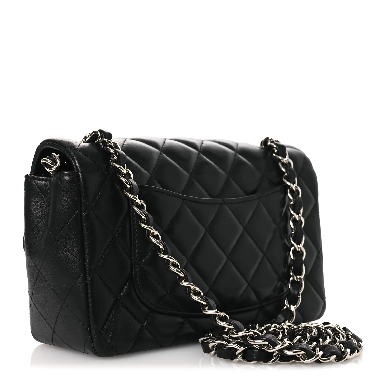 Lambskin Quilted Mini Rectangular Flap Black - Image 3