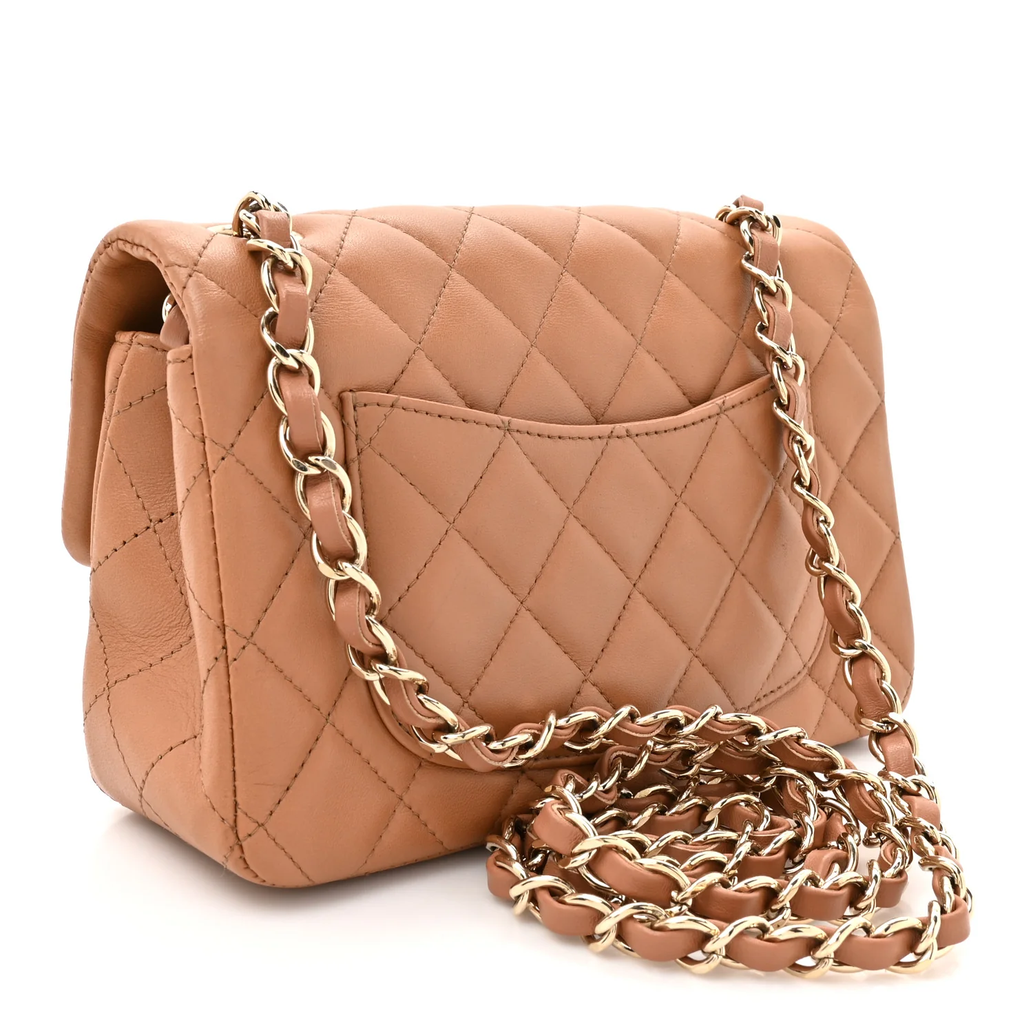 Lambskin Quilted Mini Rectangular Flap Brown - Image 3