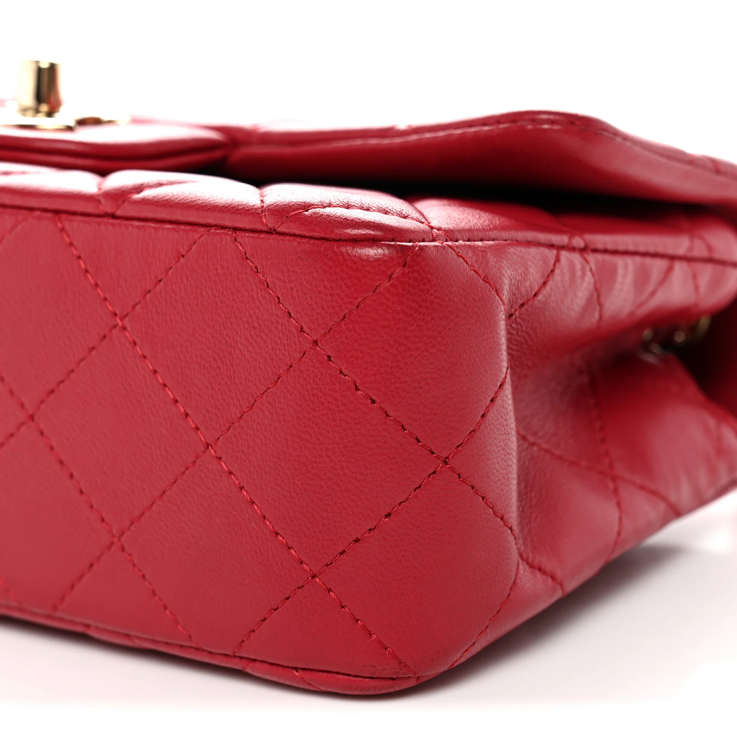 Lambskin Quilted Mini Rectangular Flap Dark Pink - Image 10