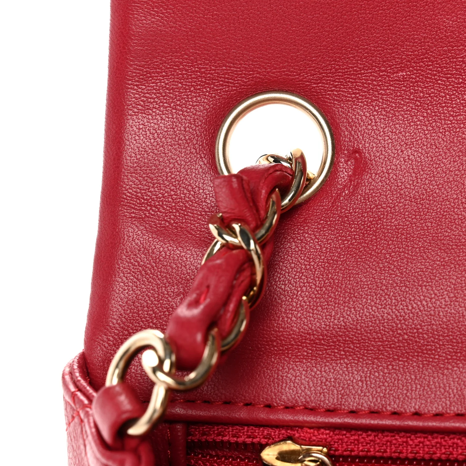 Lambskin Quilted Mini Rectangular Flap Dark Pink - Image 11