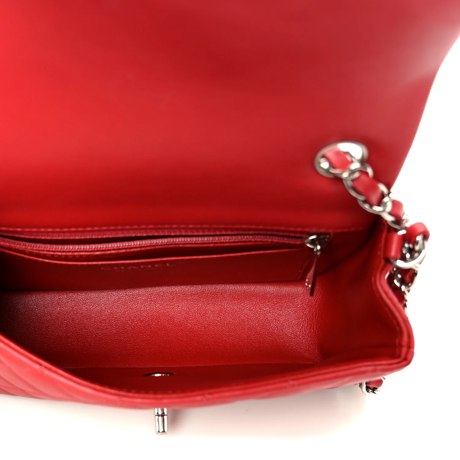Lambskin Quilted Mini Rectangular Flap Dark Red - Image 5
