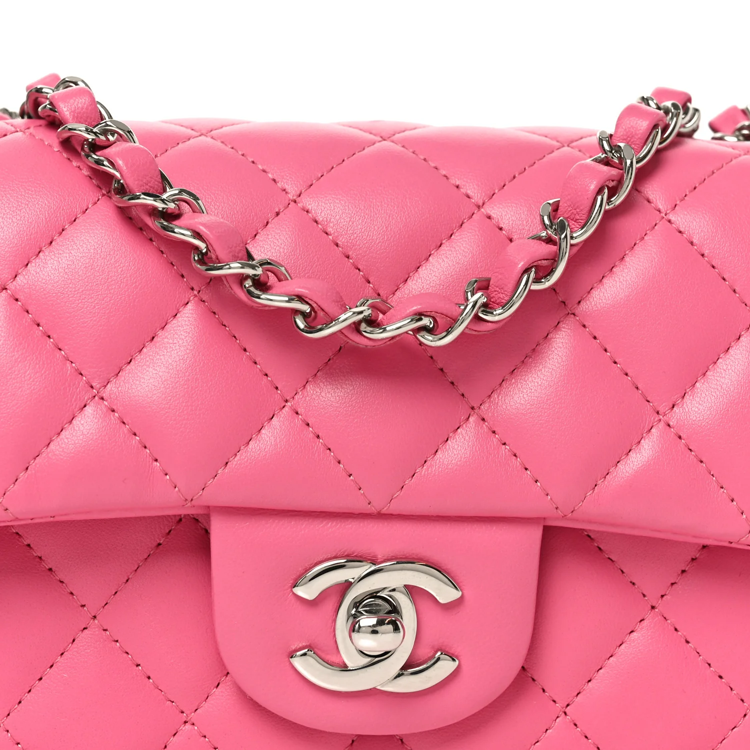 Lambskin Quilted Mini Rectangular Flap Pink - Image 8