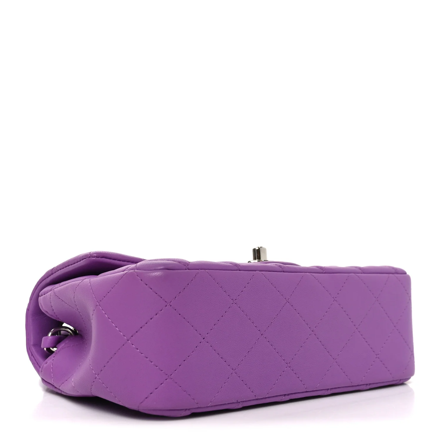 Lambskin Quilted Mini Rectangular Flap Purple - Image 4