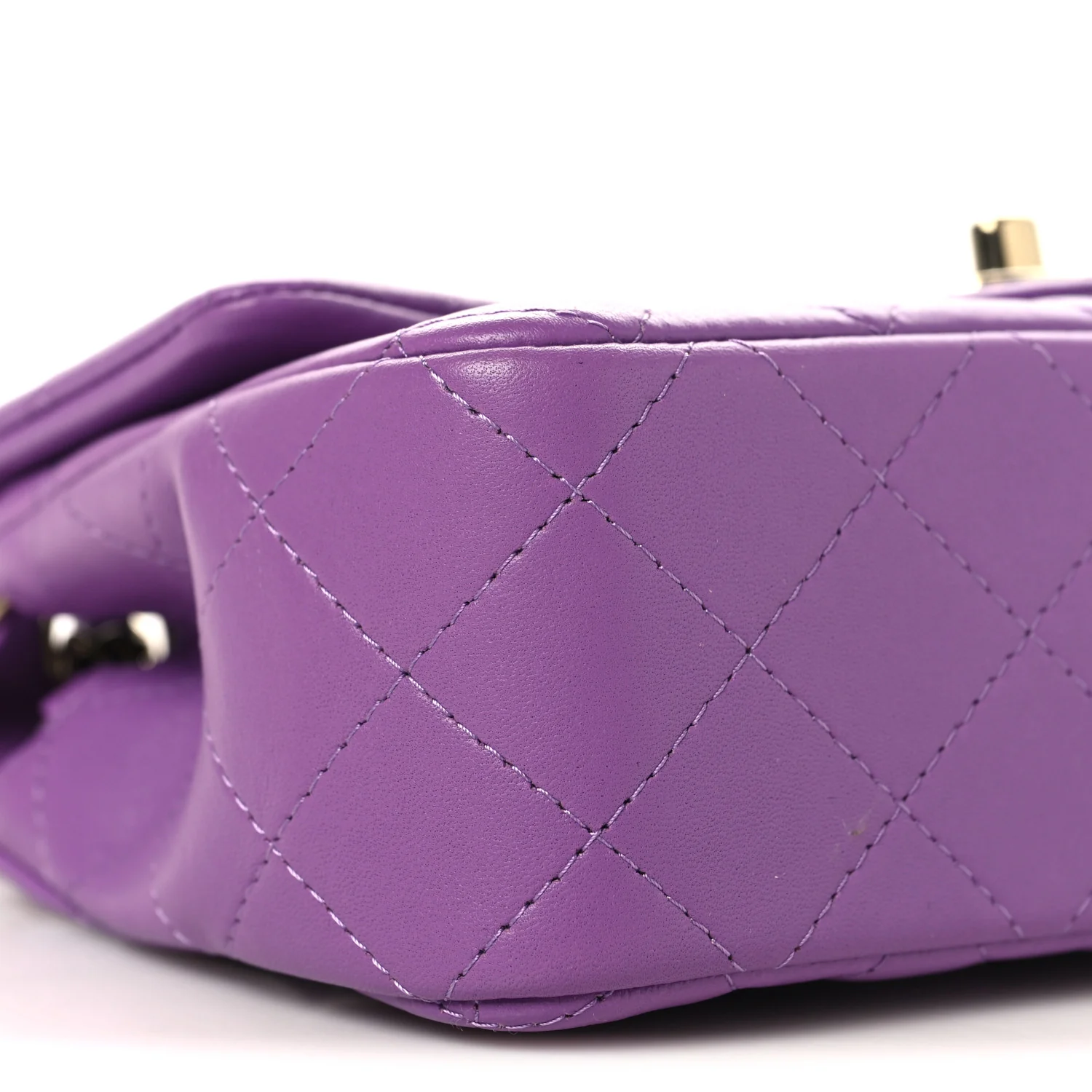 Lambskin Quilted Mini Rectangular Flap Purple - Image 9